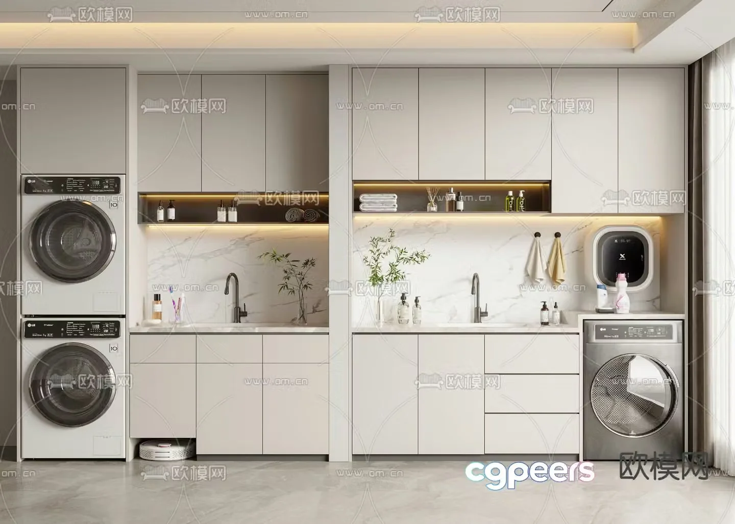 Modern balcony cabinet washing machine cabinet 3d model