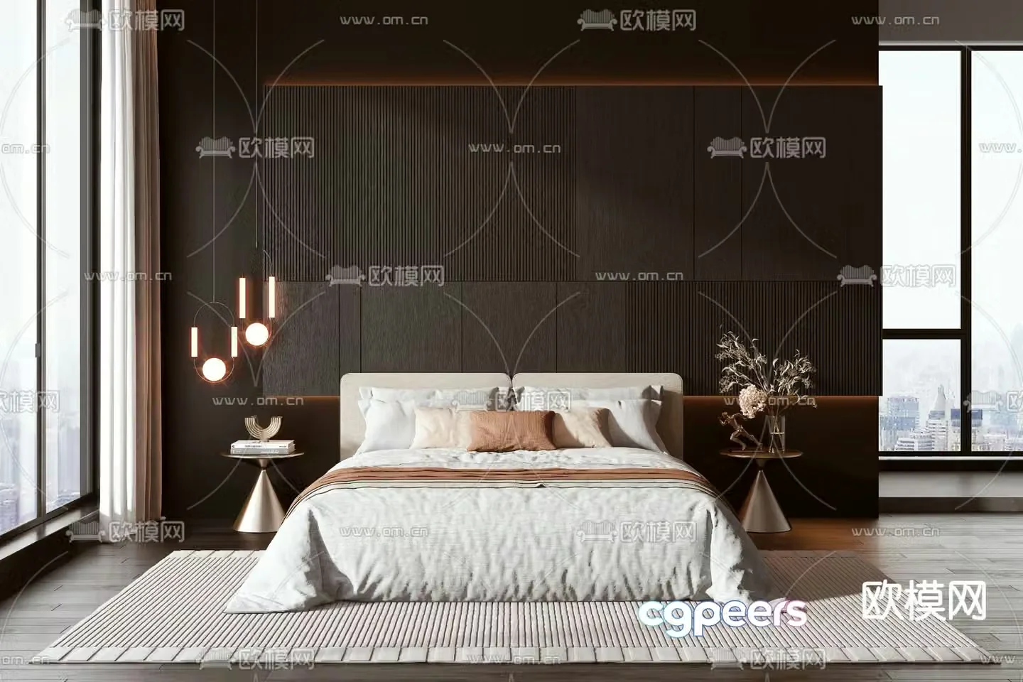 Modern double bed 3d model