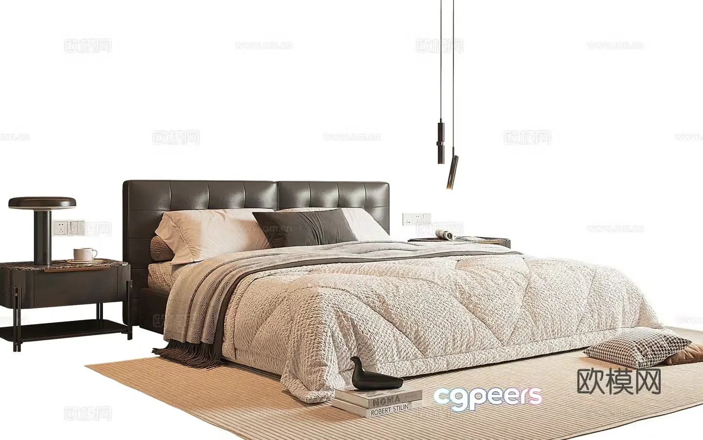 Italian double bed 3d model