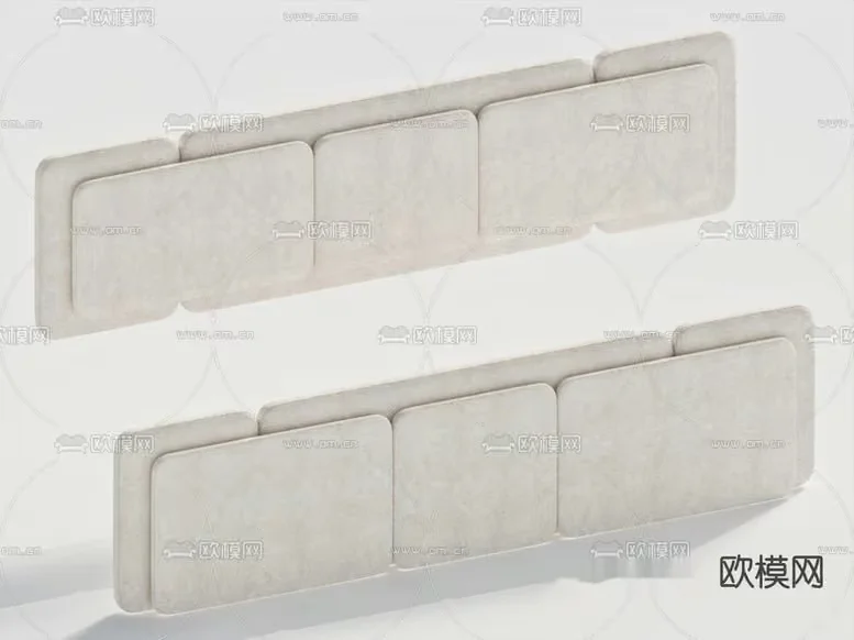 A Set Of Light Gray Rectangular Wall Decorations 3D Model – 18857 – VRAY Render