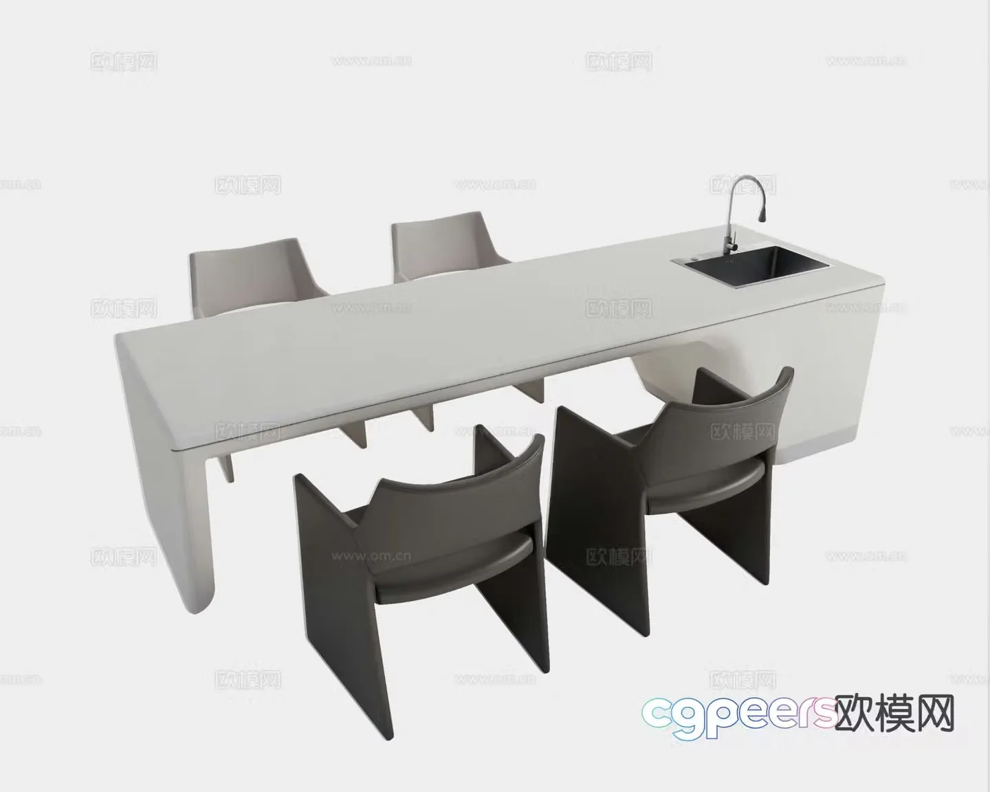 Modern bar island 3d model