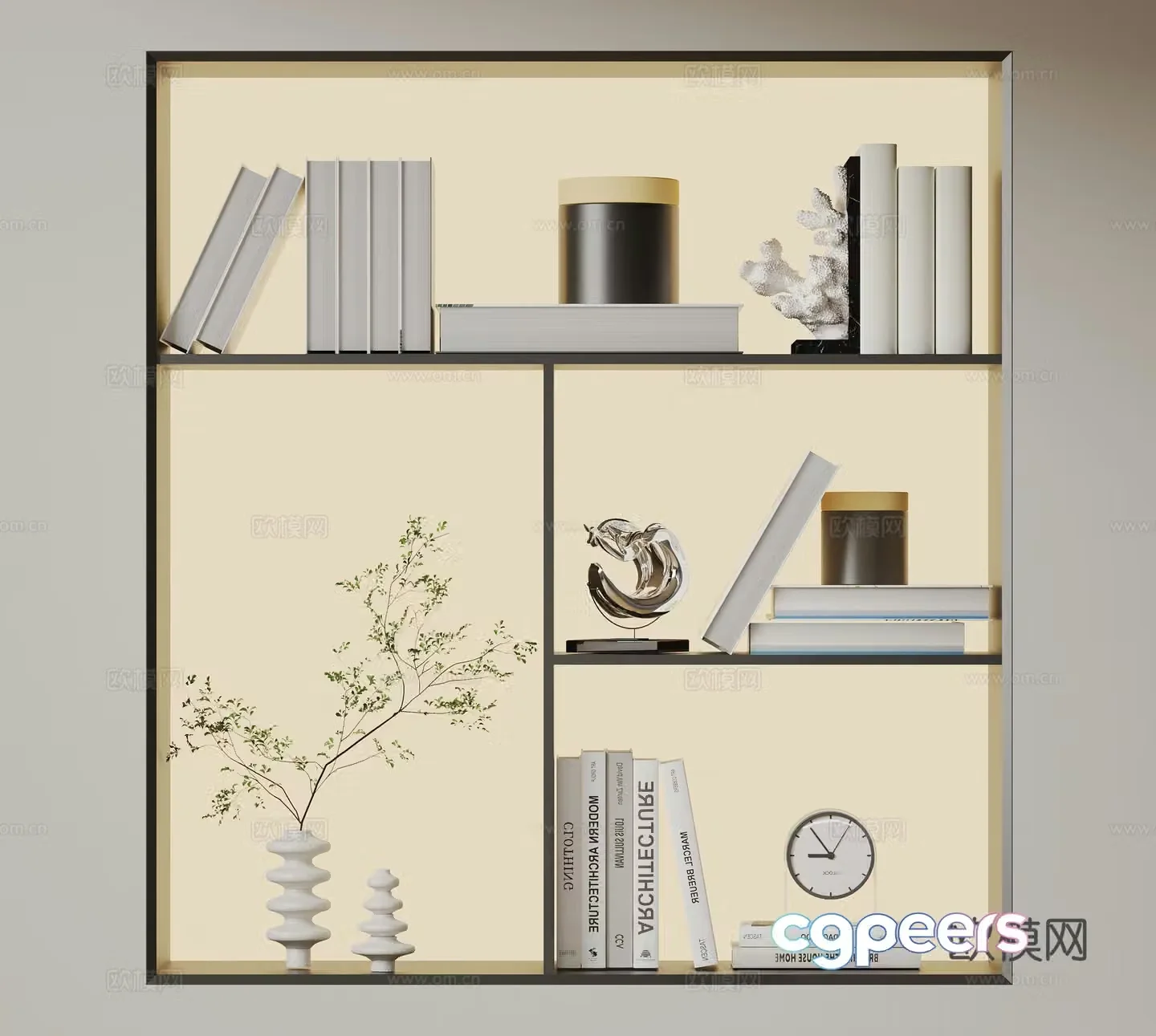 Modern ornament combination Minimalist ornament sculpture Books and books Vase ceramic 3d model