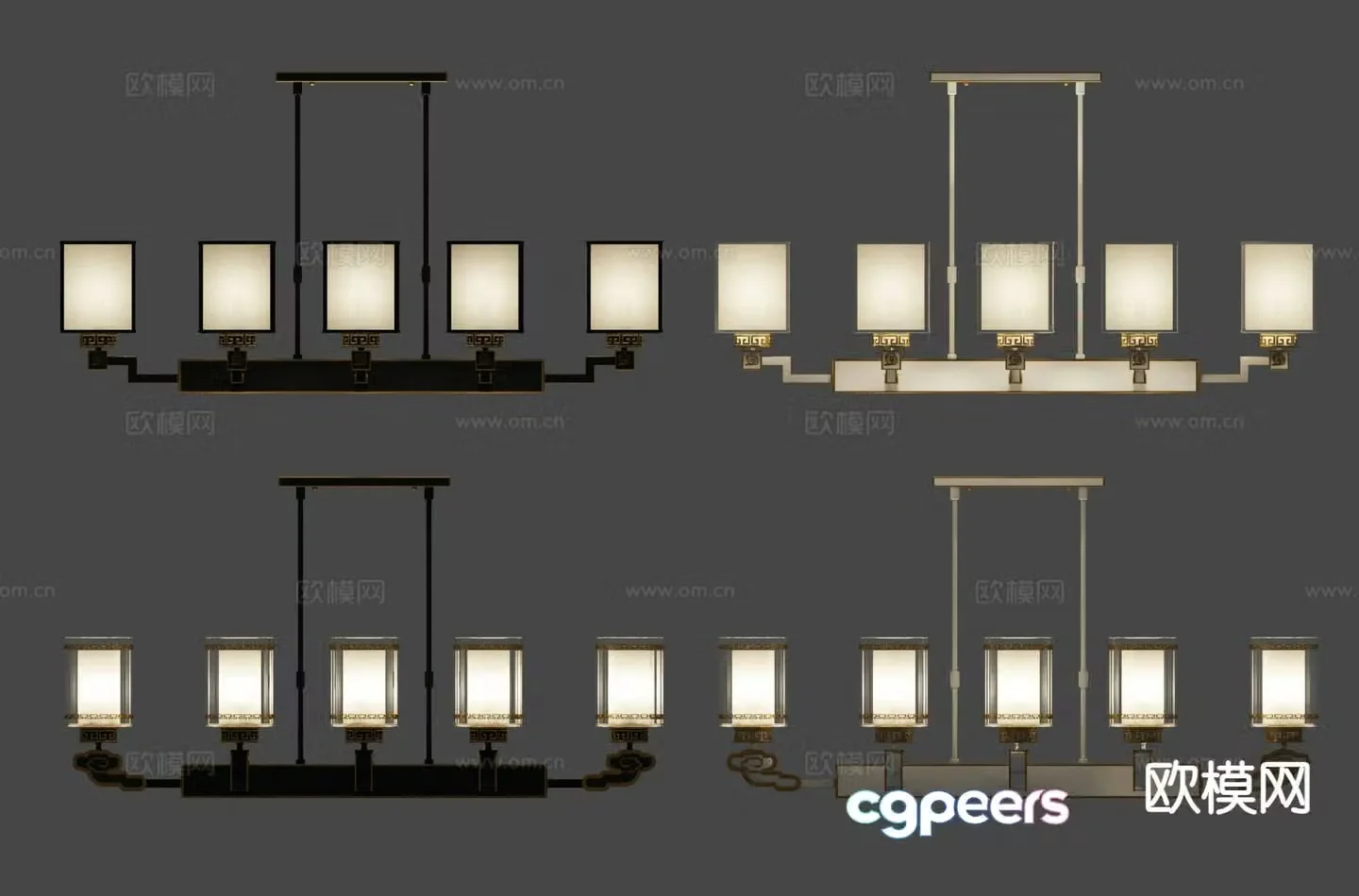 New Chinese style chandelier hall chandelier 3d model