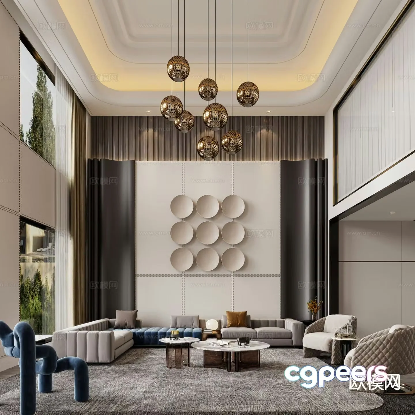 Italian villa living room empty living room 3D model