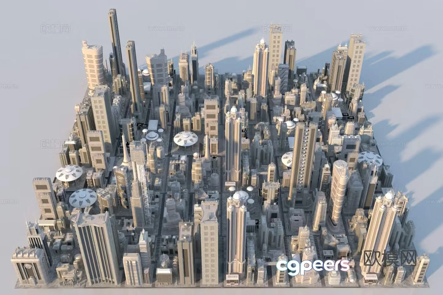 Modern science fiction future city 3d model