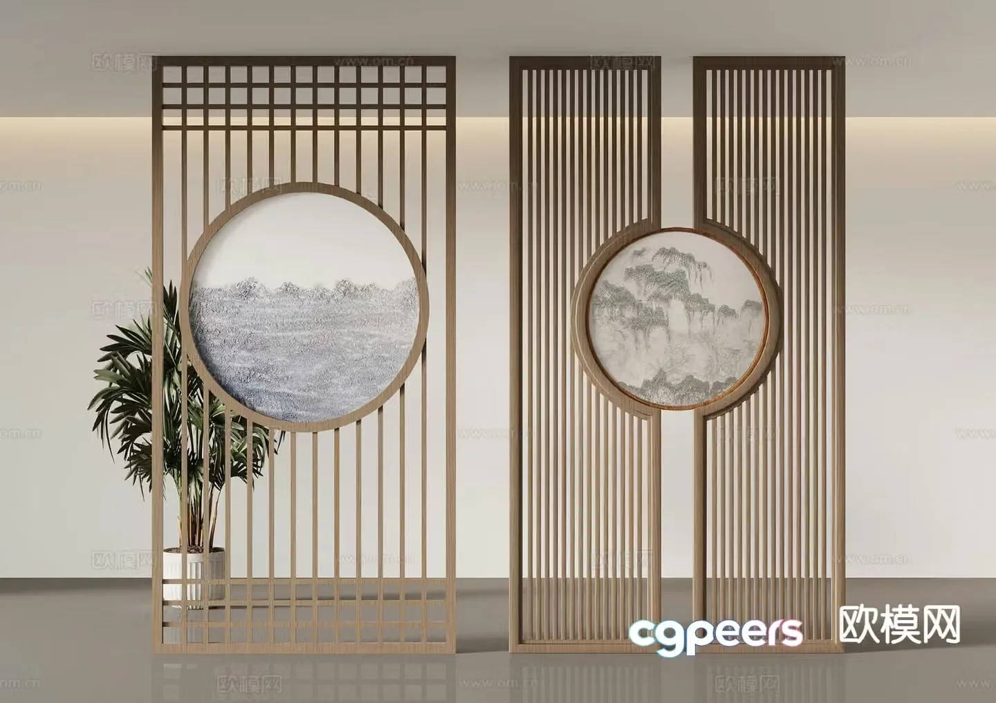 New Chinese-style screen partition 3D model