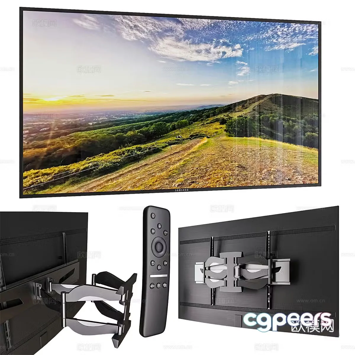Samsung RU7400 Wall-mounted TV 3D Model