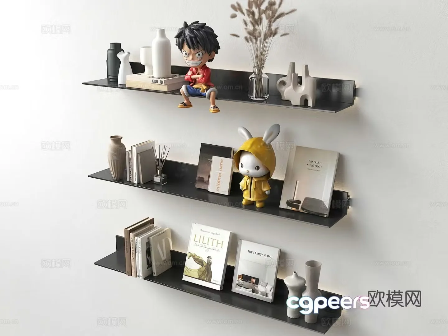 Modern storage rack luminous layered panel storage rack stainless steel bookcase stainless steel partition modern miscellaneous 3D model