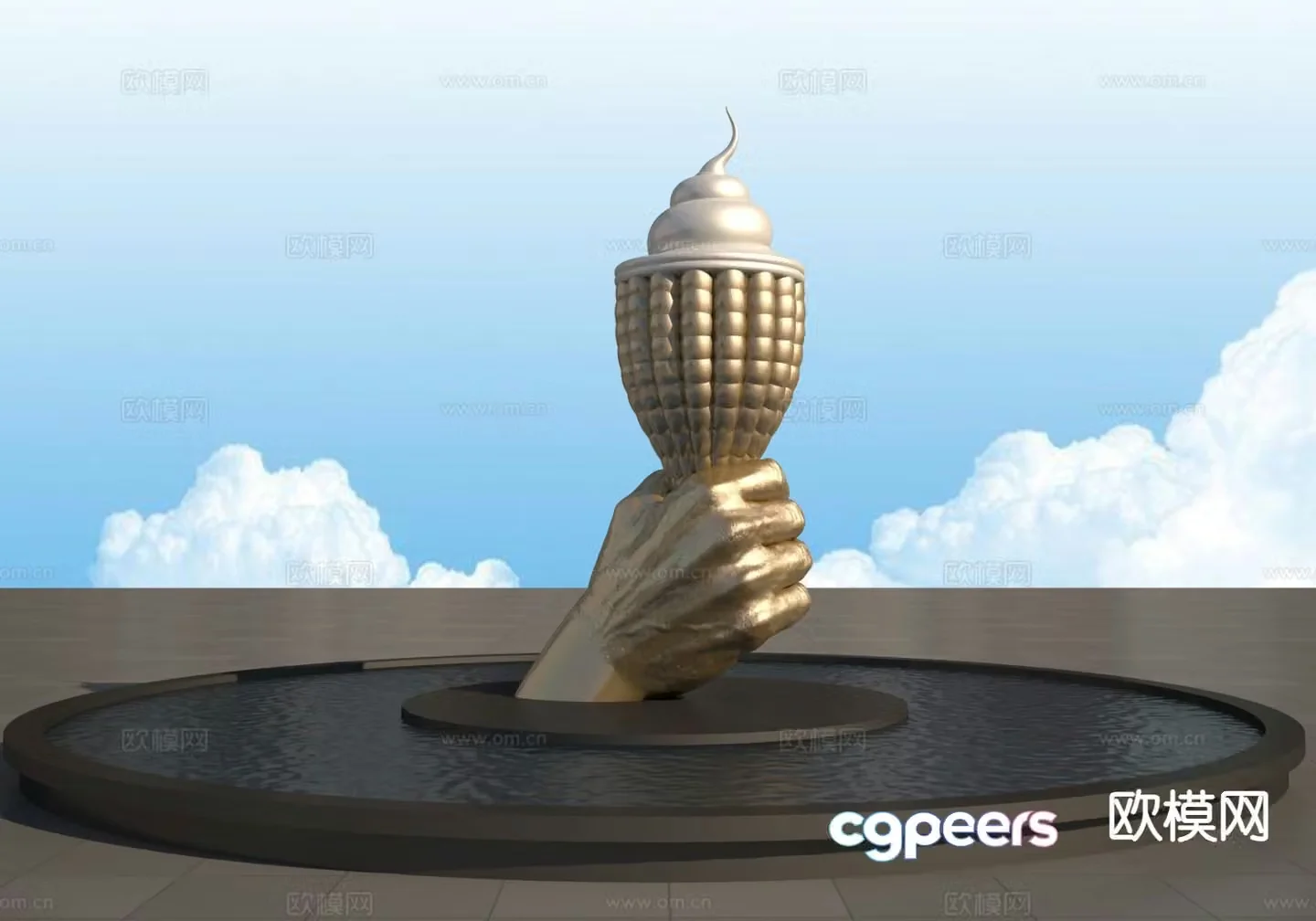 Ice cream landscape sculpture 3d model