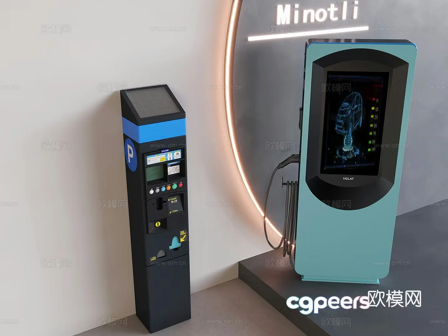 New energy vehicle charging pile self-service charging station public equipment 3D model