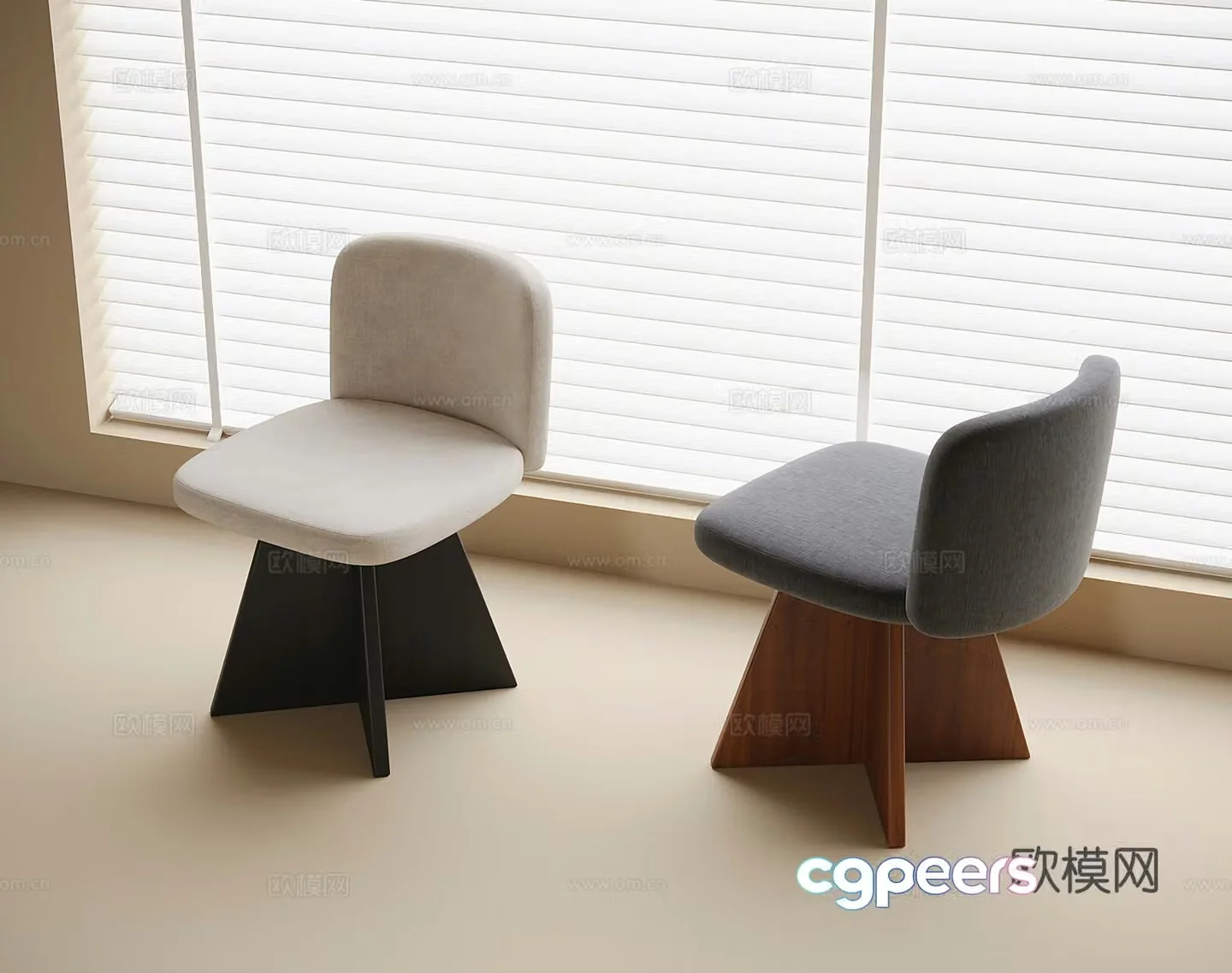 Modern single chair dining chair leisure chair 3d model