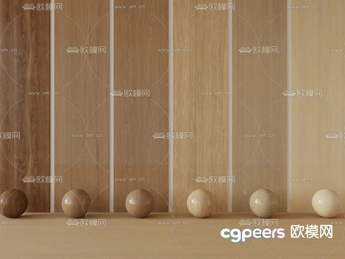 Wood grain wood wainscot 3d model