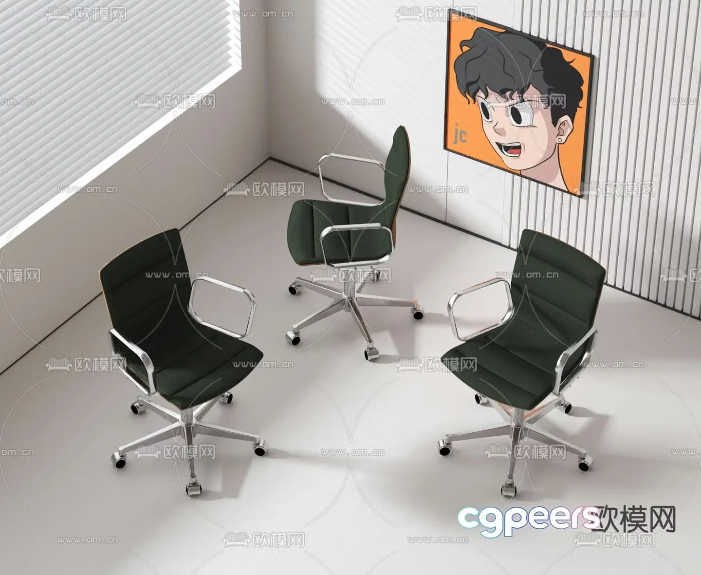 Modern staff chair swivel chair office chair 3d model