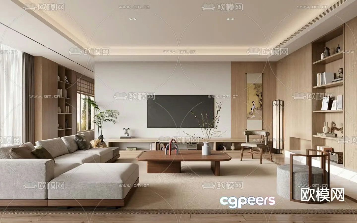 New Chinese living room Song’s aesthetic 3D model
