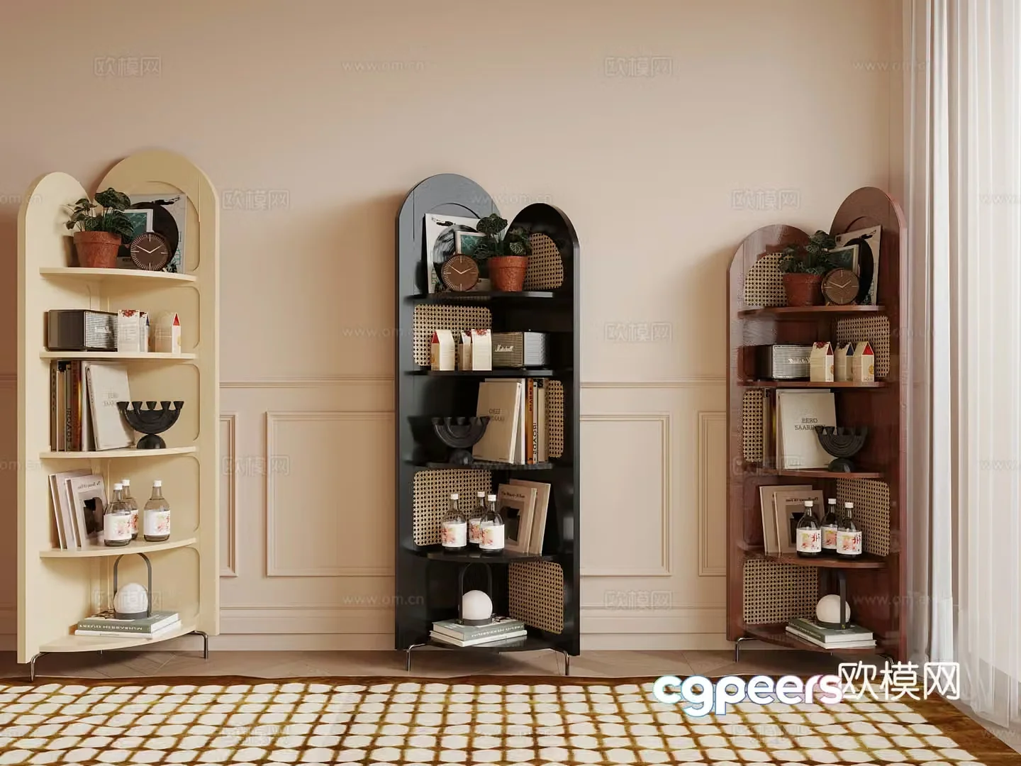 French medieval style bookshelf 3D model