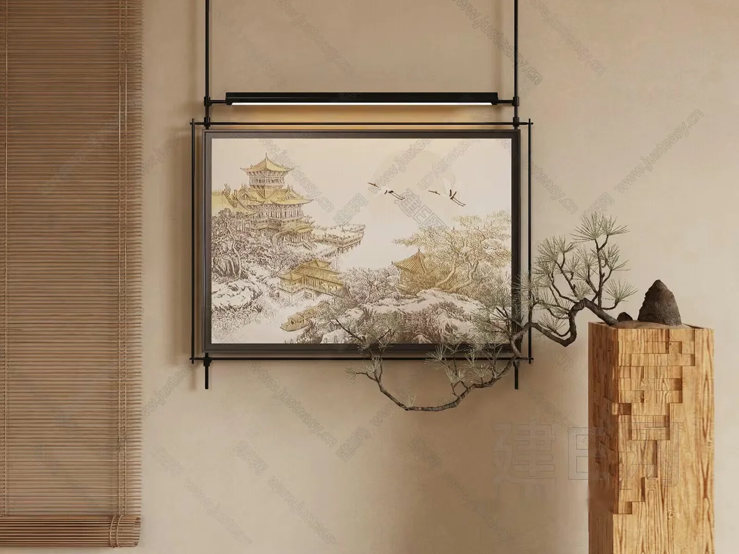Asian-Style Hanging Art 3D Model – 7799 – VRAY Render
