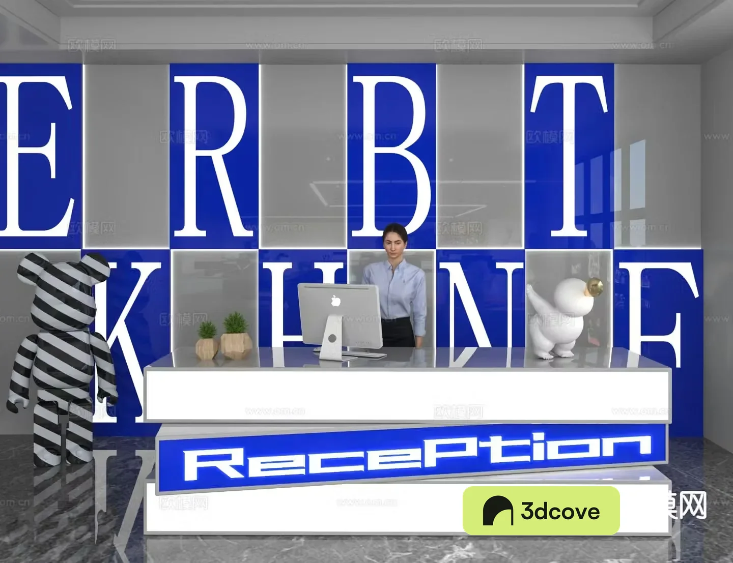 Modern front desk reception desk information desk office background