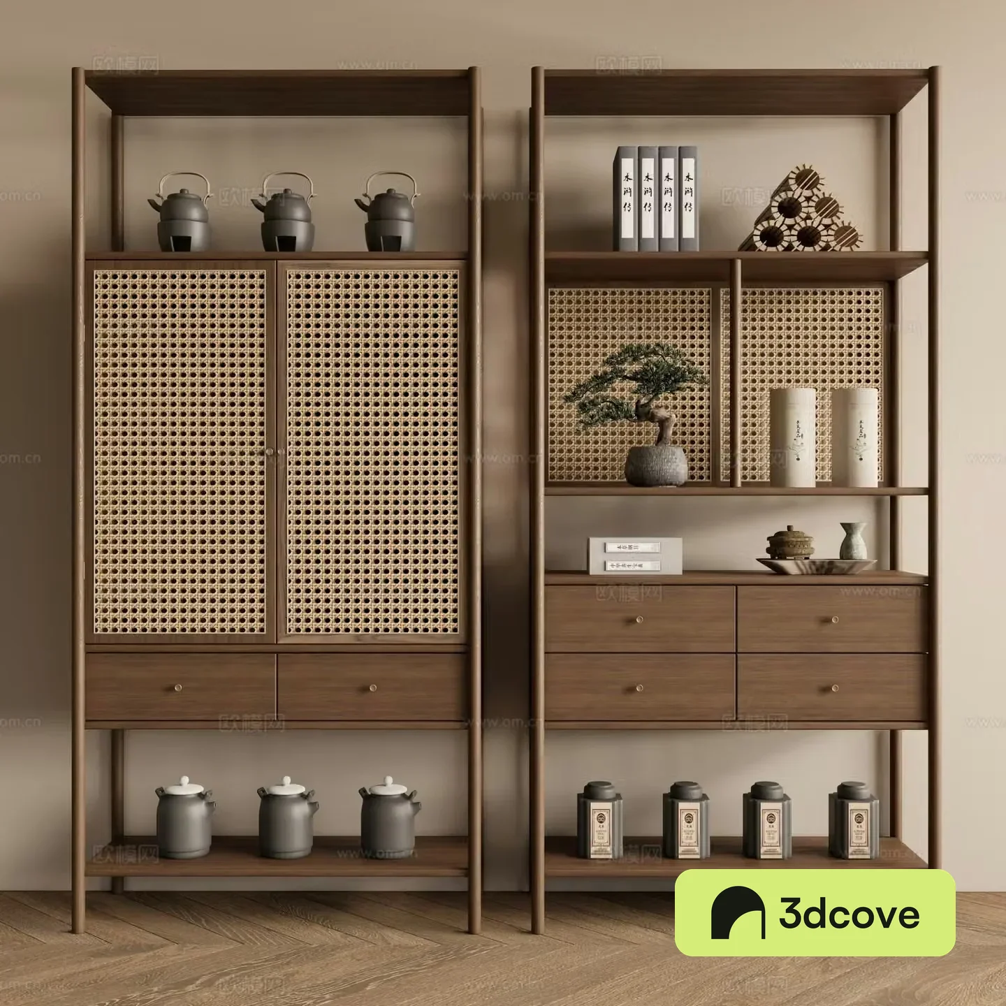 New Chinese style Zen book shelf
