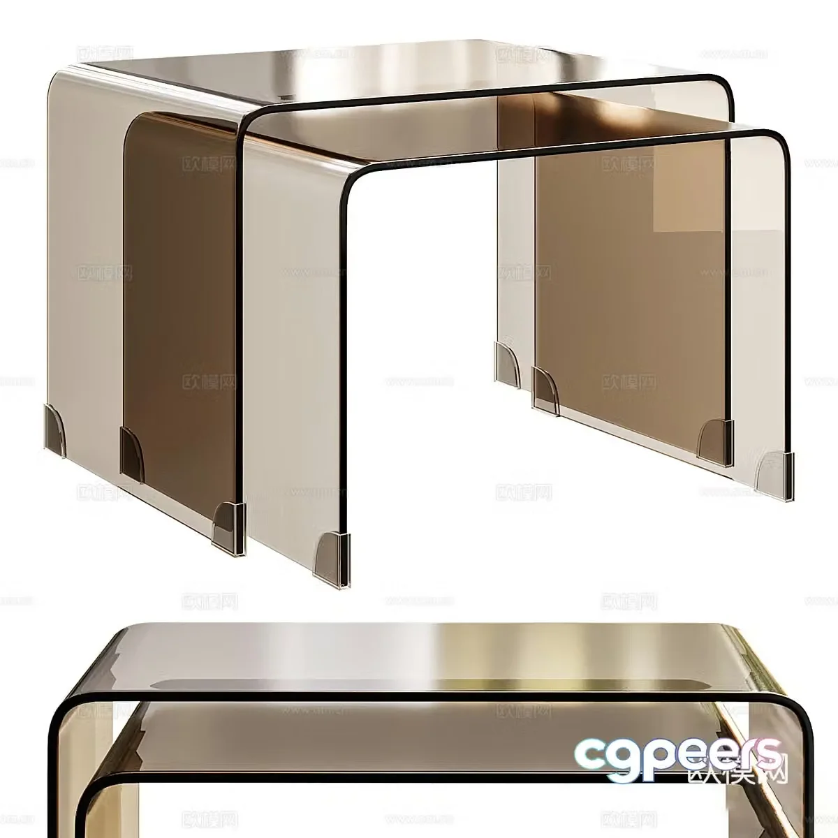 Italian minimalist tempered glass Joan side 3D model