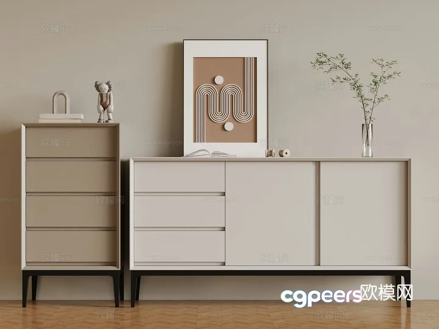 Modern side cabinet end view cabinet side cabinet short cabinet 3D model