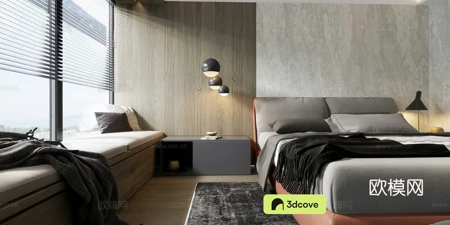 Modern bedroom Double bed Wall lamp Bed