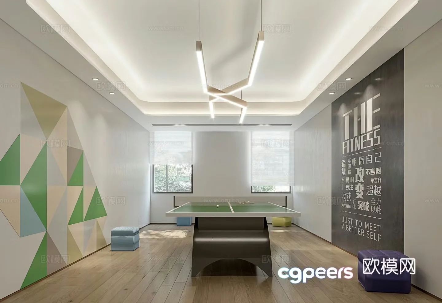 Modern table tennis room 3d model