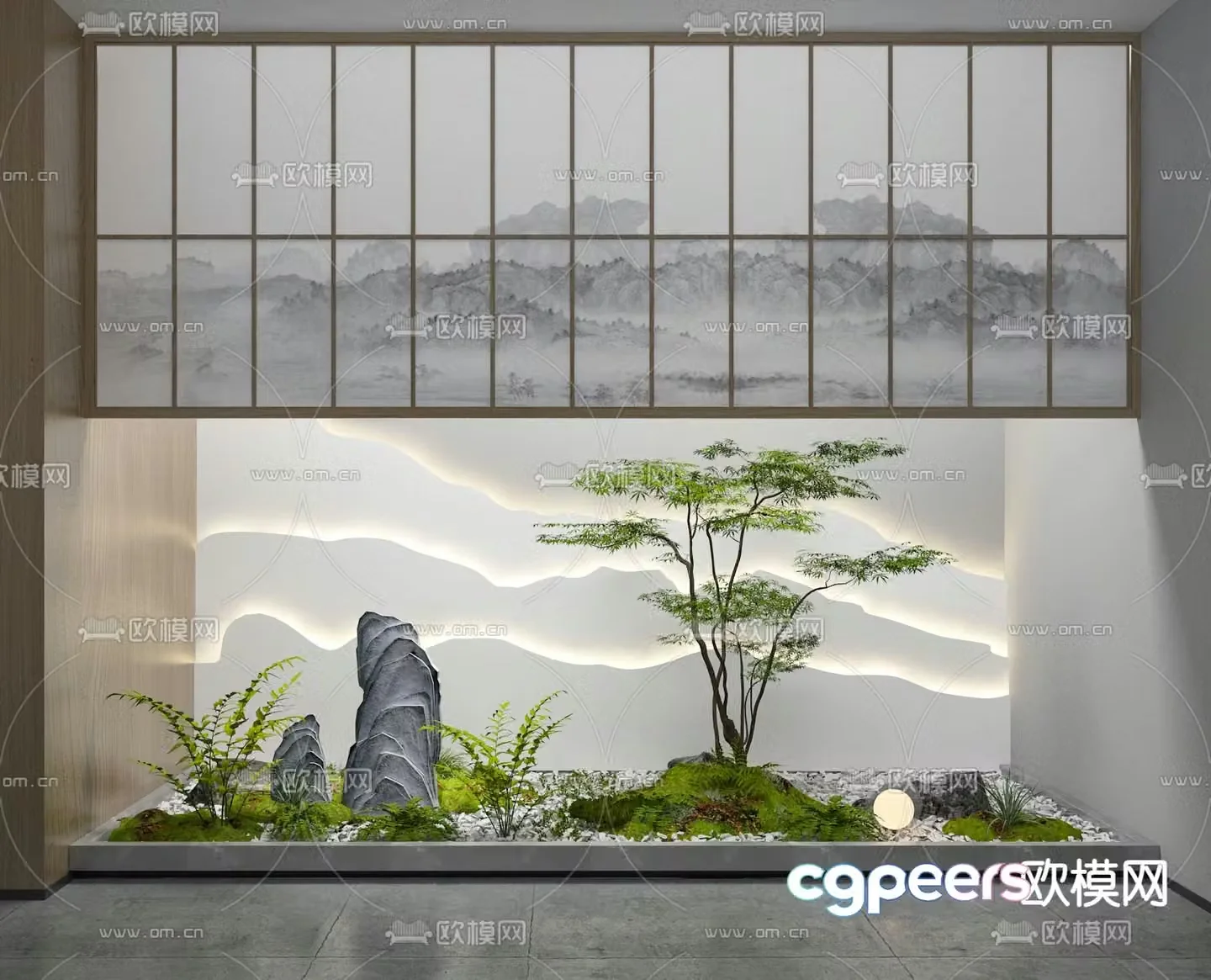 Maple rockery landscape indoor landscape sketch 3d model