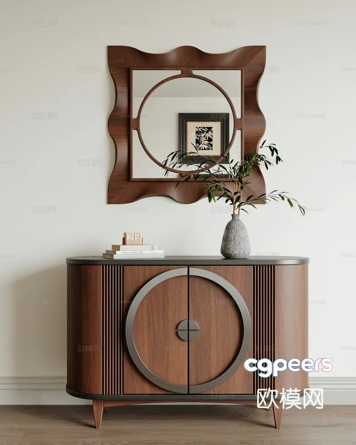 Modern side cabinet end view cabinet 3D model