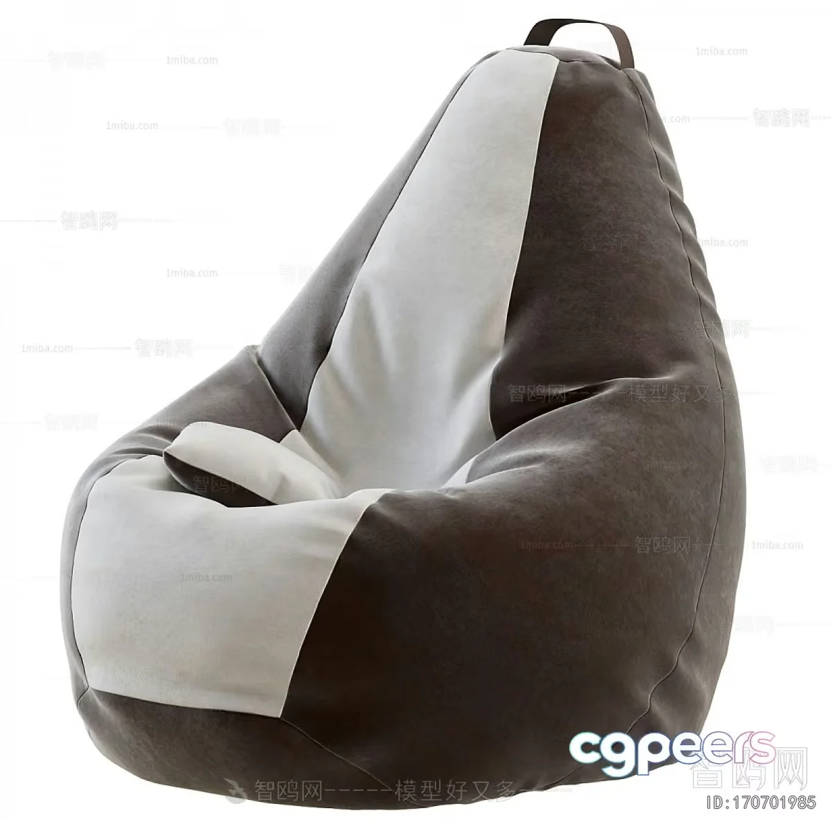 A Gray And White Bean Bag Chair 3D Model – 12238 – VRAY Render