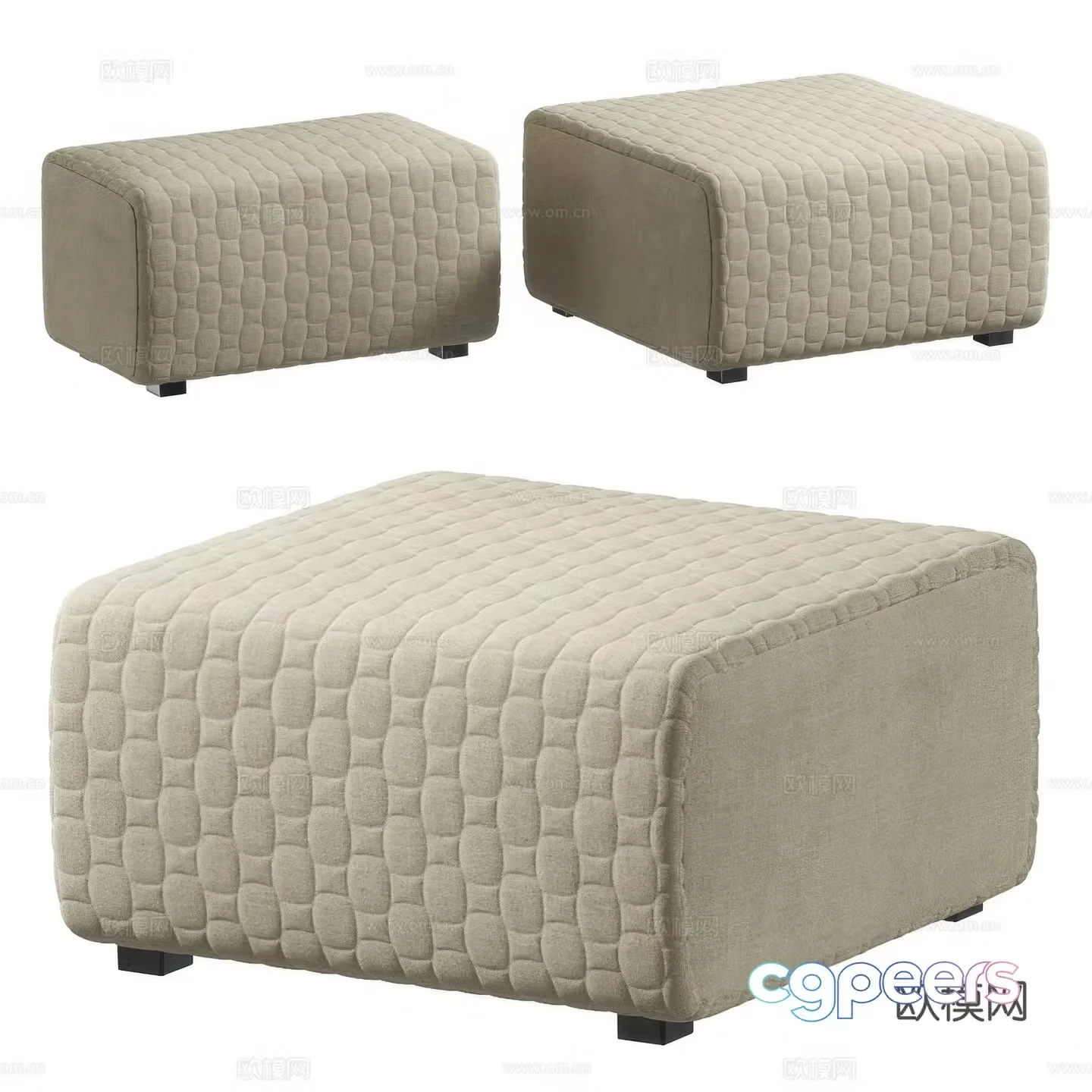 New Chinese Intrecci Fabric Sofa Stool 3D Model