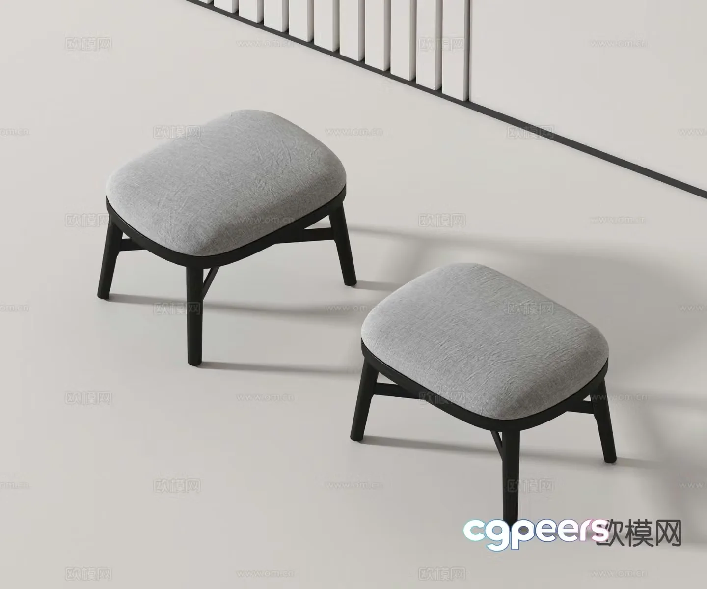 Modern stool low stool sitting stool 3d model