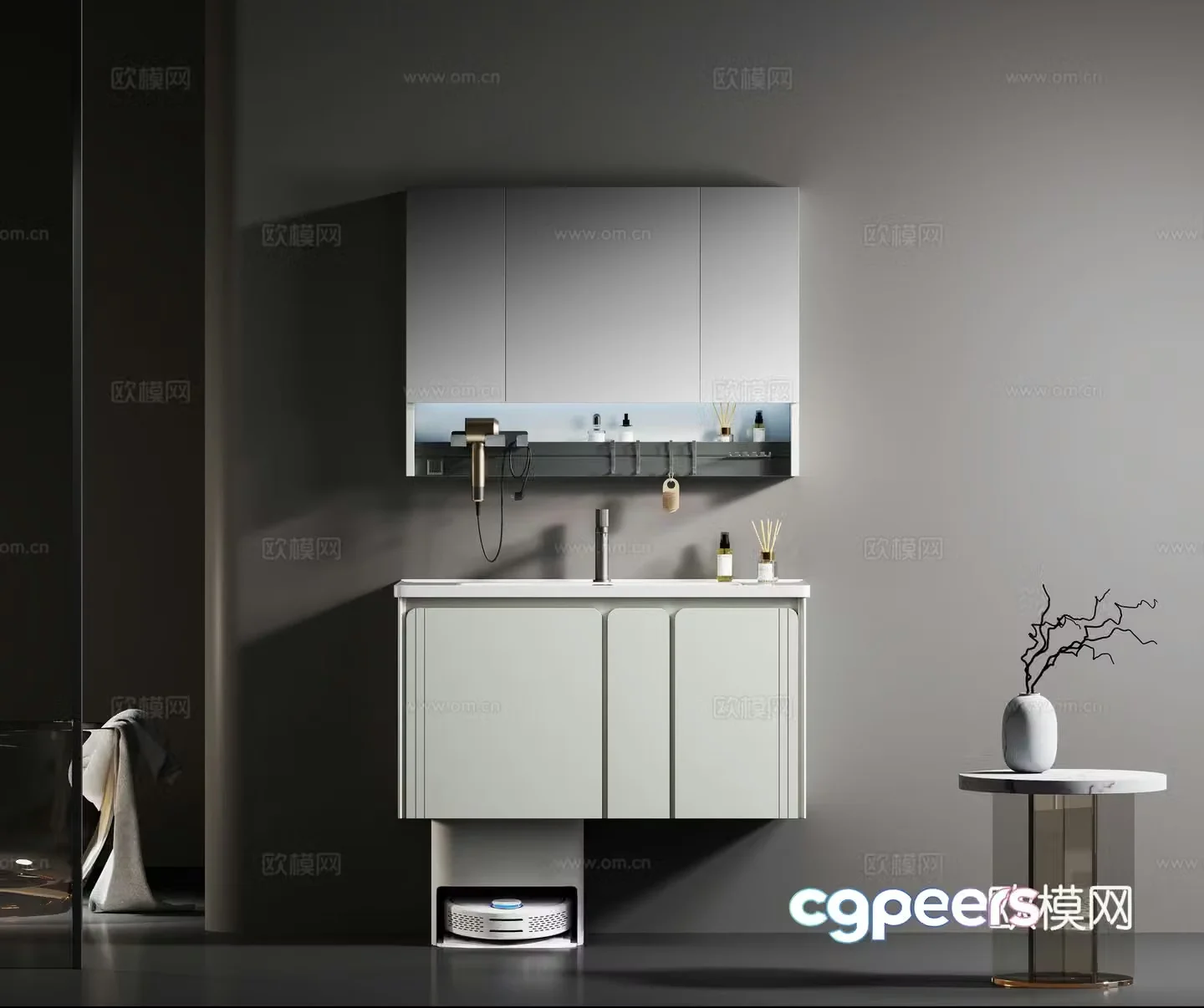 Modern bathroom cabinet sweeper washbasin 3D model