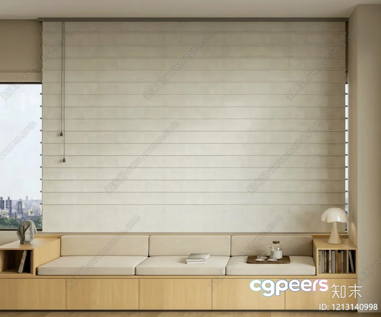 A Beige Window Seat 3D Model – 10622 – VRAY Render