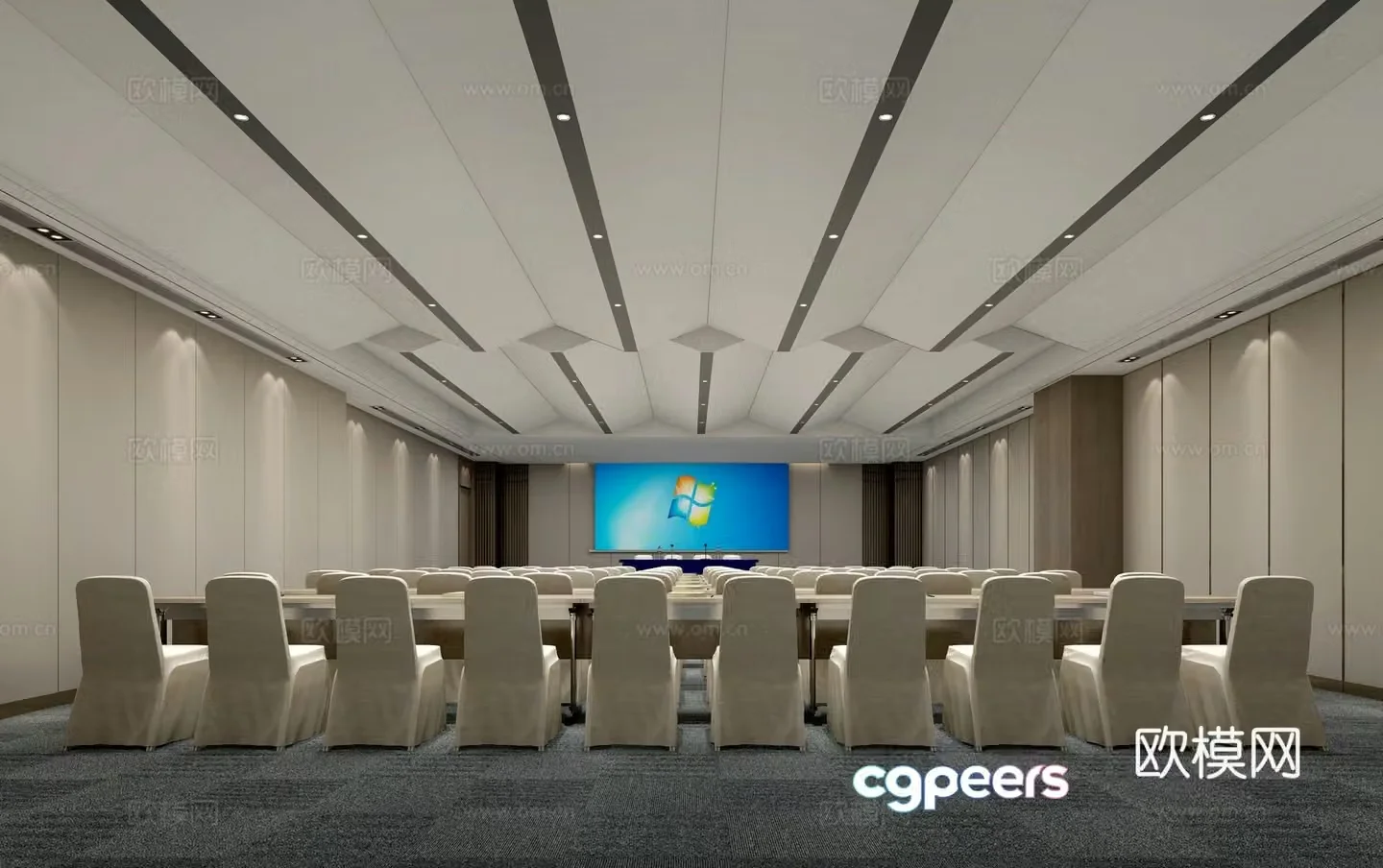 Modern hotel banquet hall lecture hall conference room 3d model