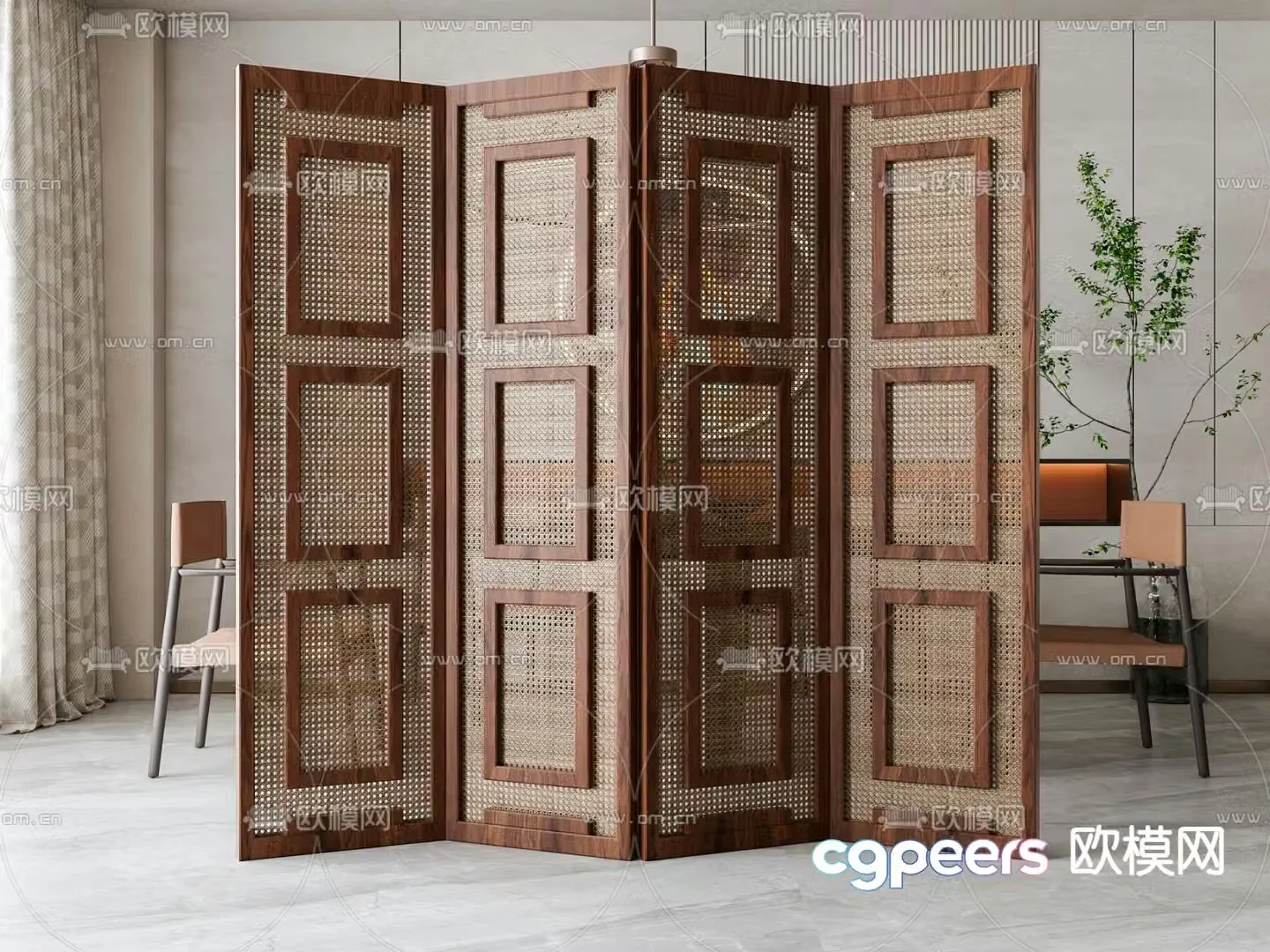 New Chinese-style screen partition 3D model