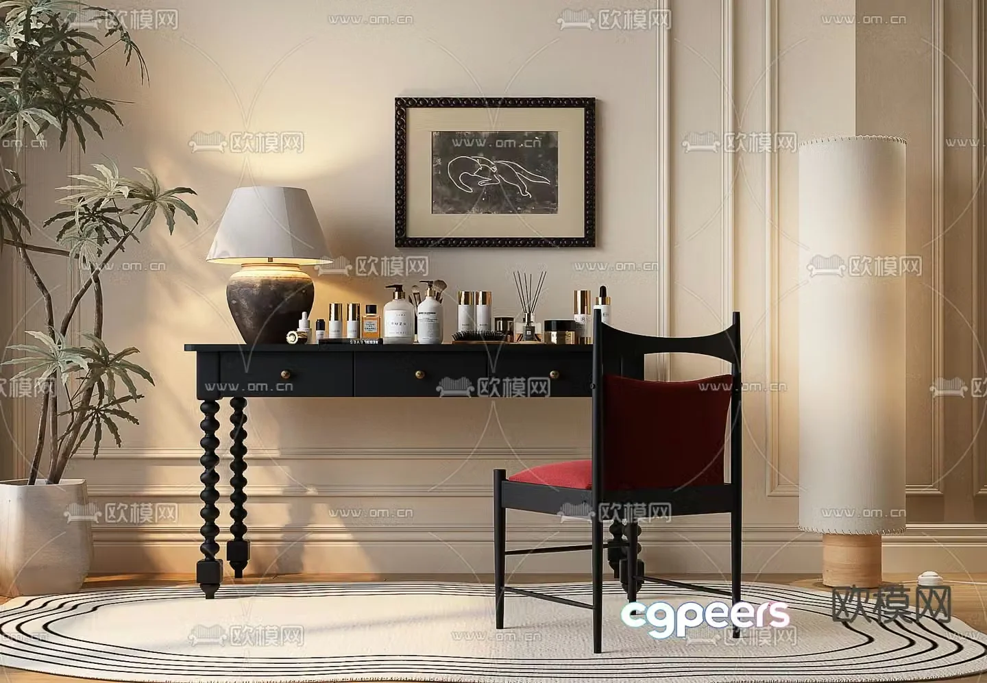 Medieval style dressing table dressing table 3d model