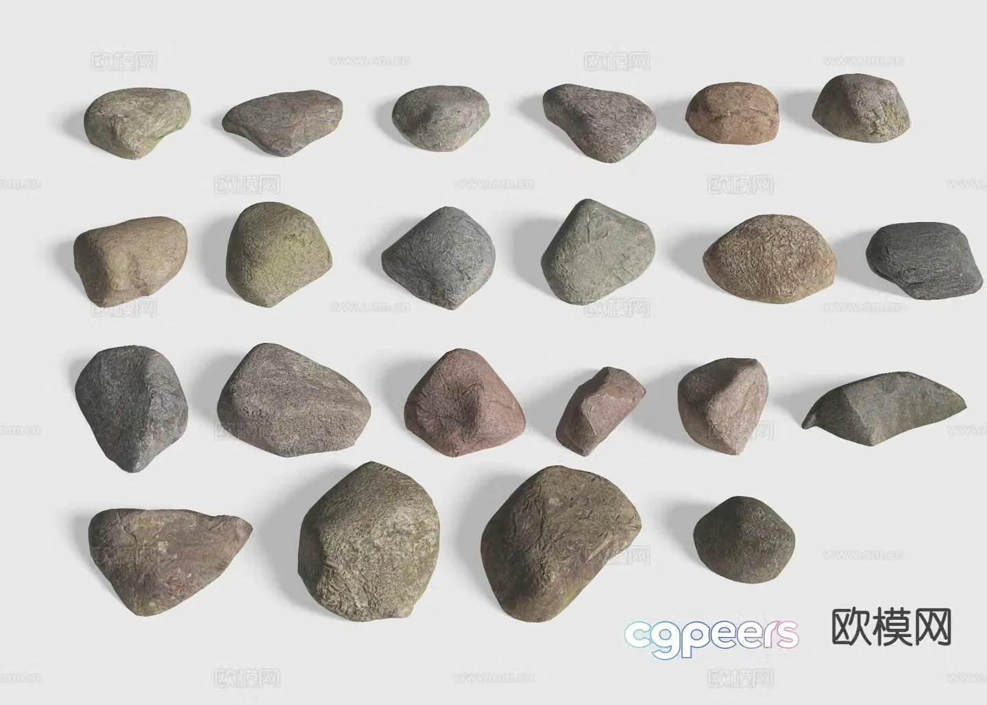 Courtyard stones paving stones special-shaped stones 3D model