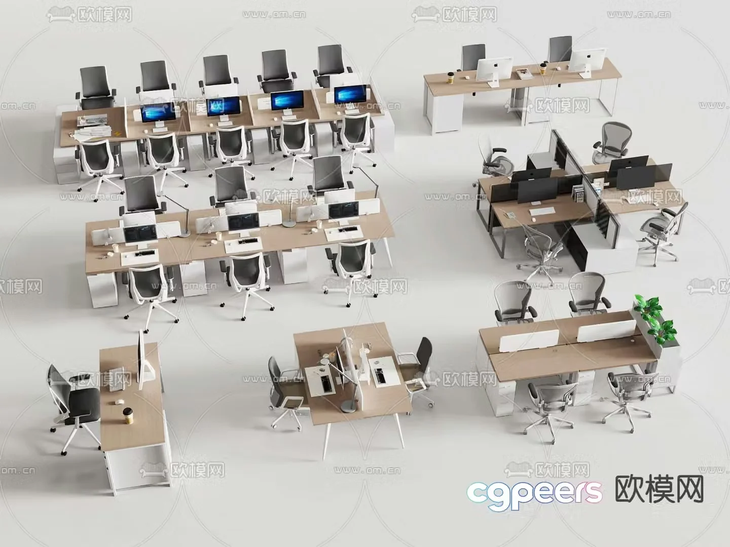 Workstation desk 3D model