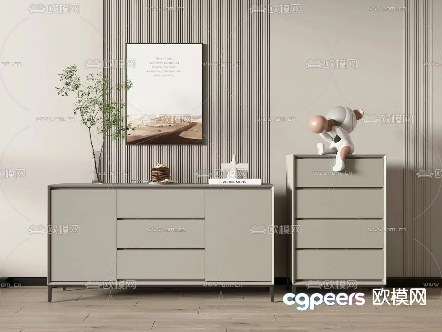 Modern side cabinet entrance cabinet 3d model