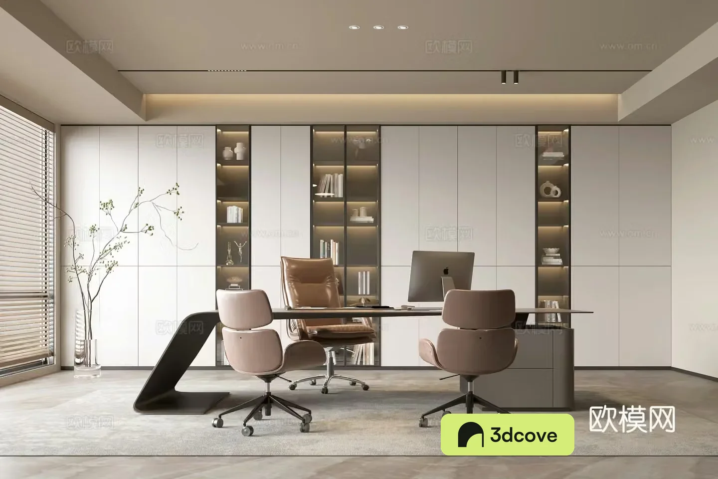 Modern minimalist office ins wind background wall bookcase office bookcase background wall