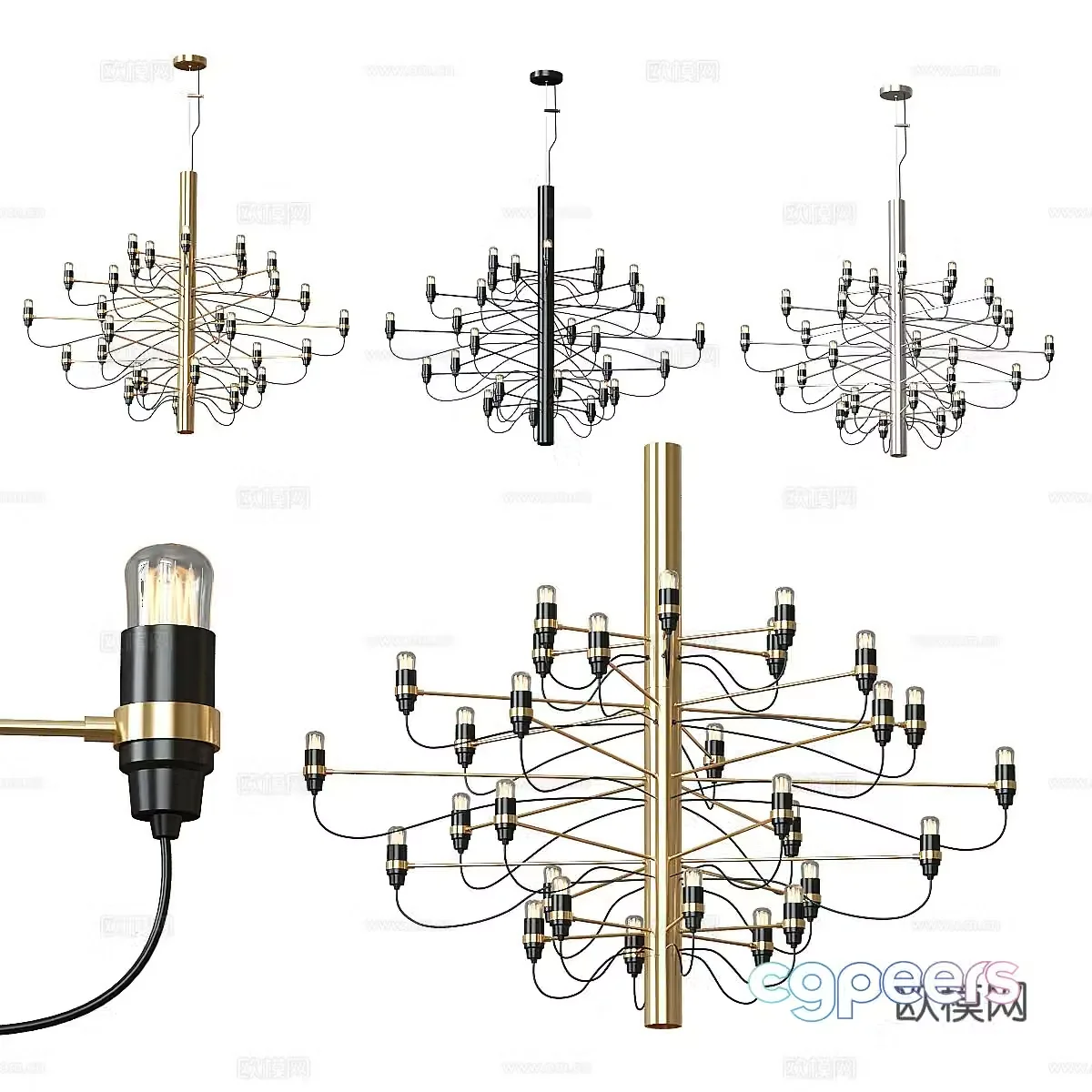 Modern light luxury decorative chandeliers 3d model