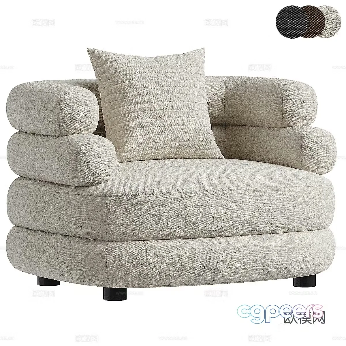 Modern Italian MALAGA lounge chair 3d model