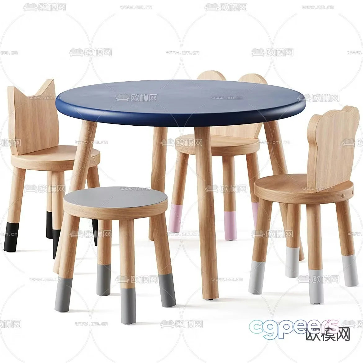 Modern children’s table and chair 3d model