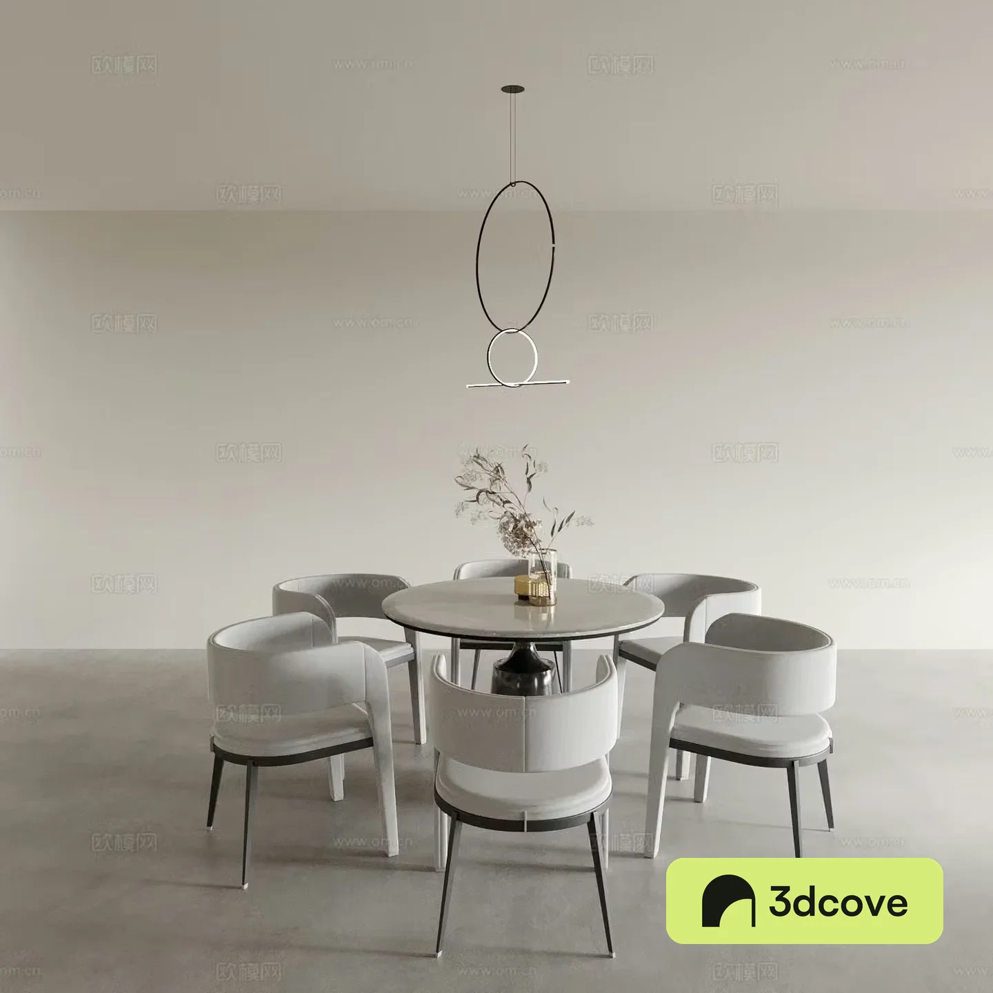 Round dining table and chairs