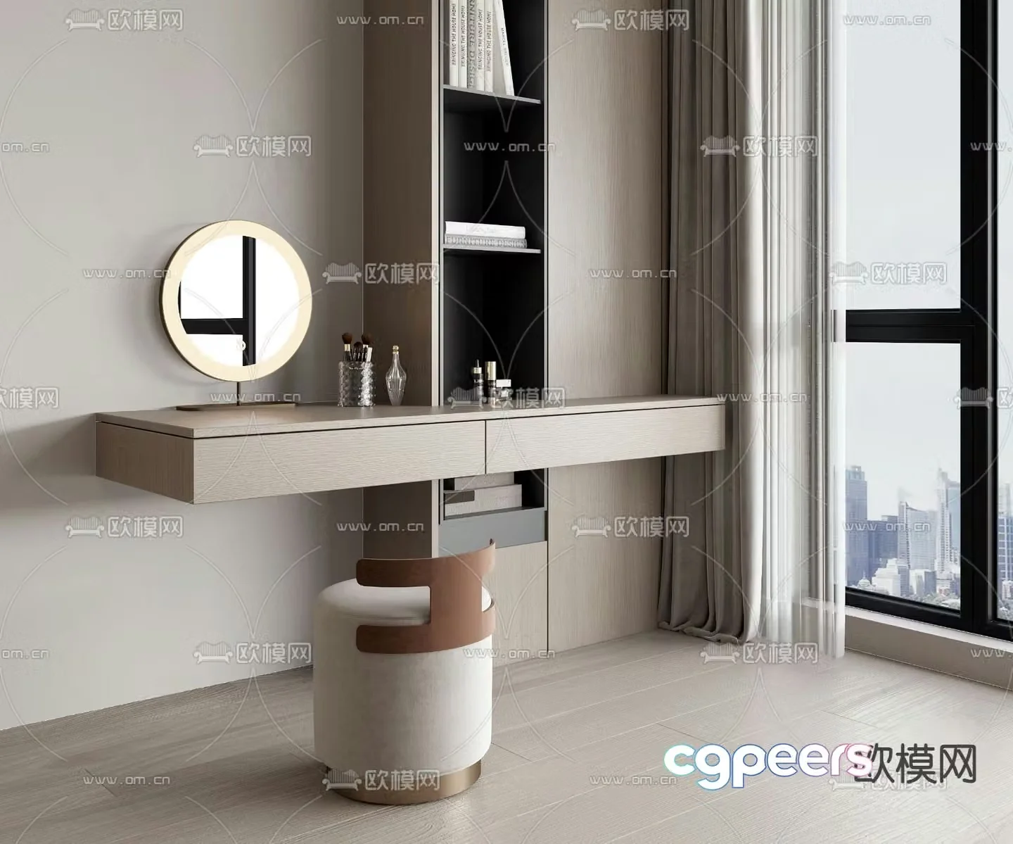 solid wood dressing table dressing table 3d model