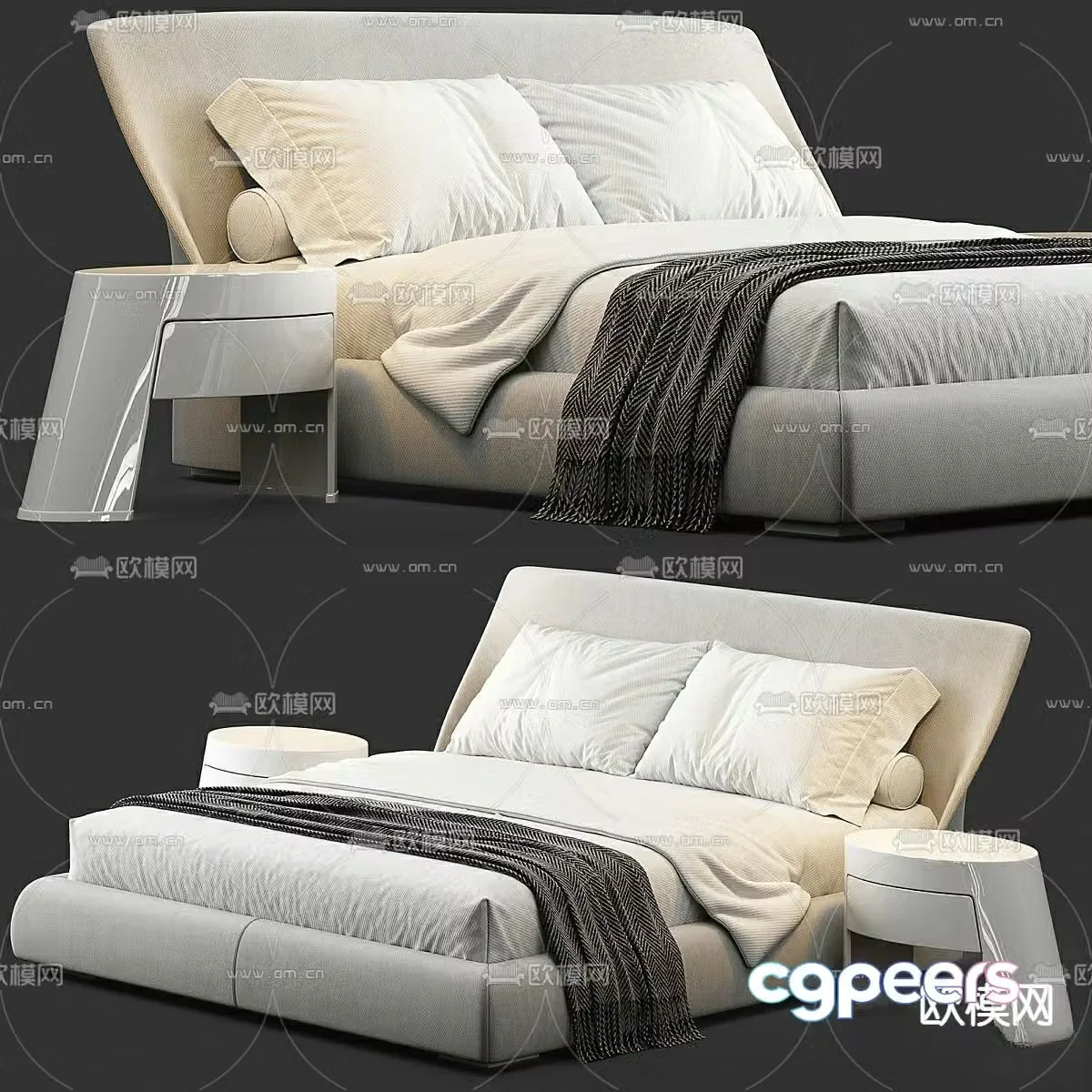 Modern double bed 3d model