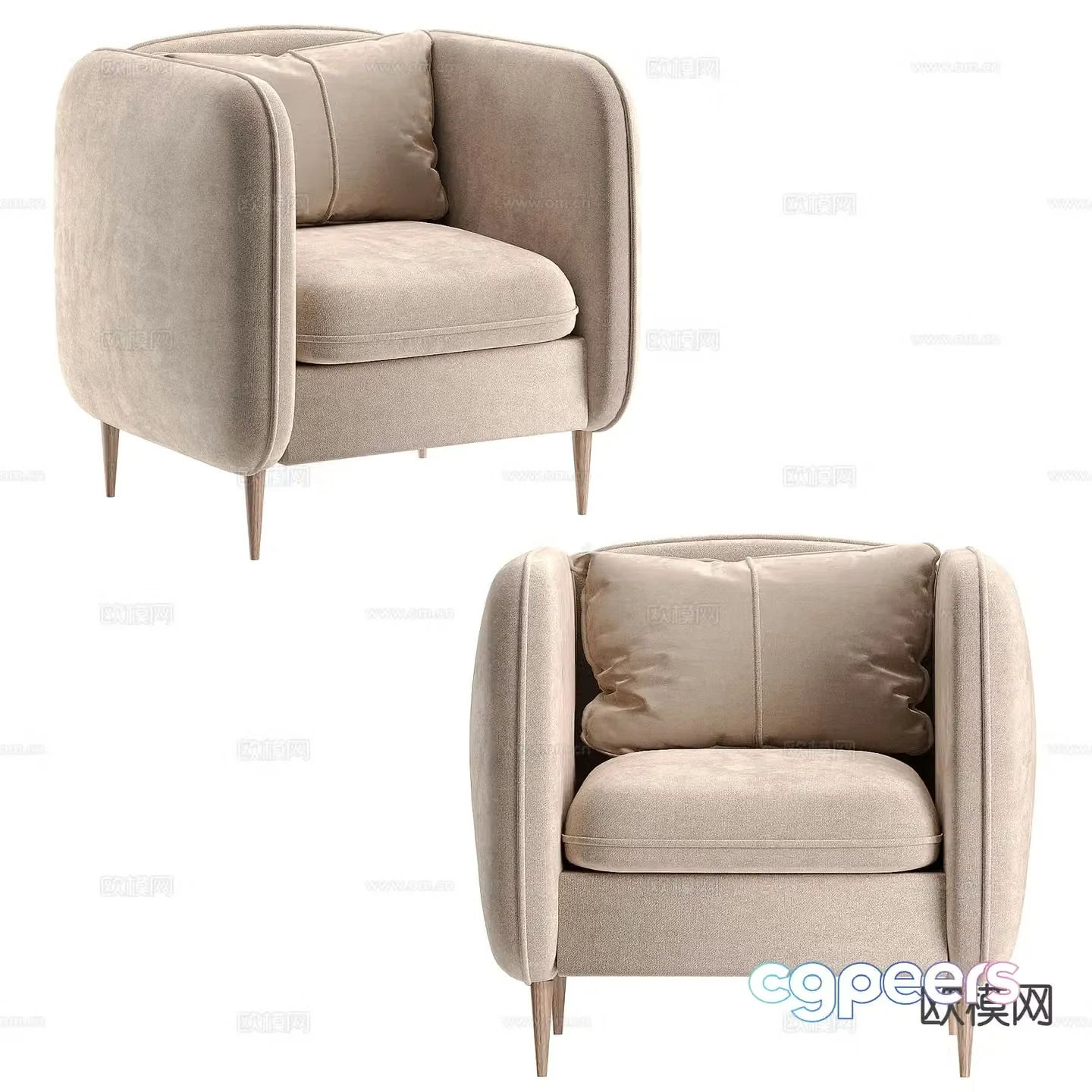 Single sofa armrest sofa 3d model