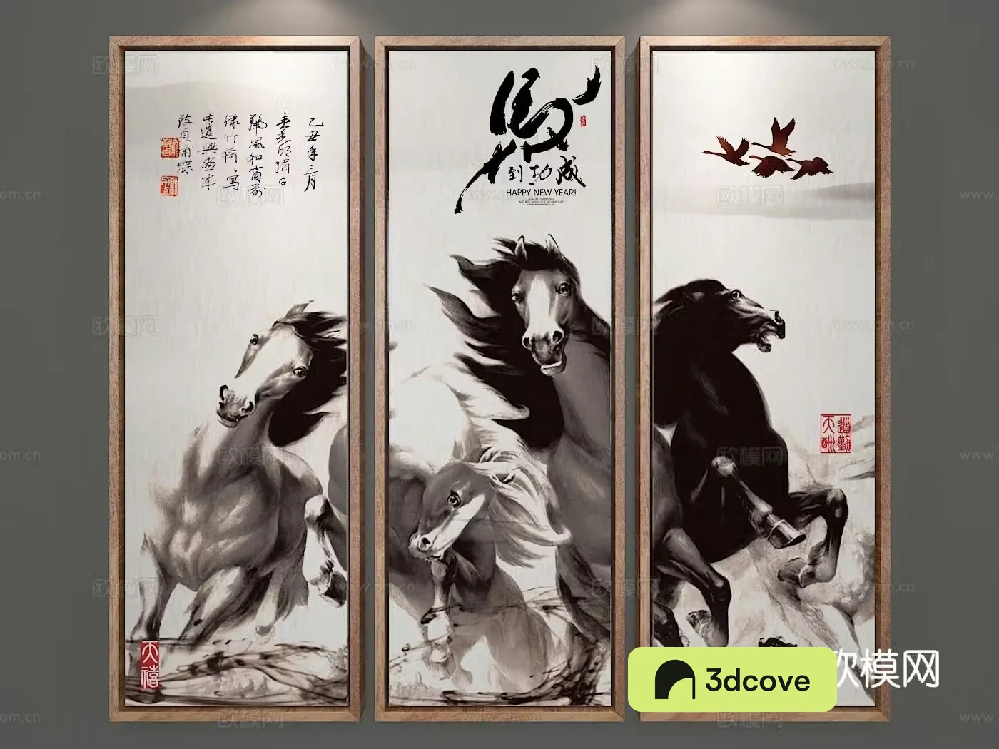 New Chinese style decorative painting horse hanging painting