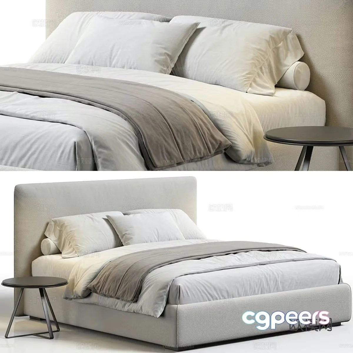 Modern Bolzan Letti Gaya Fabric Double Bed 3D Model