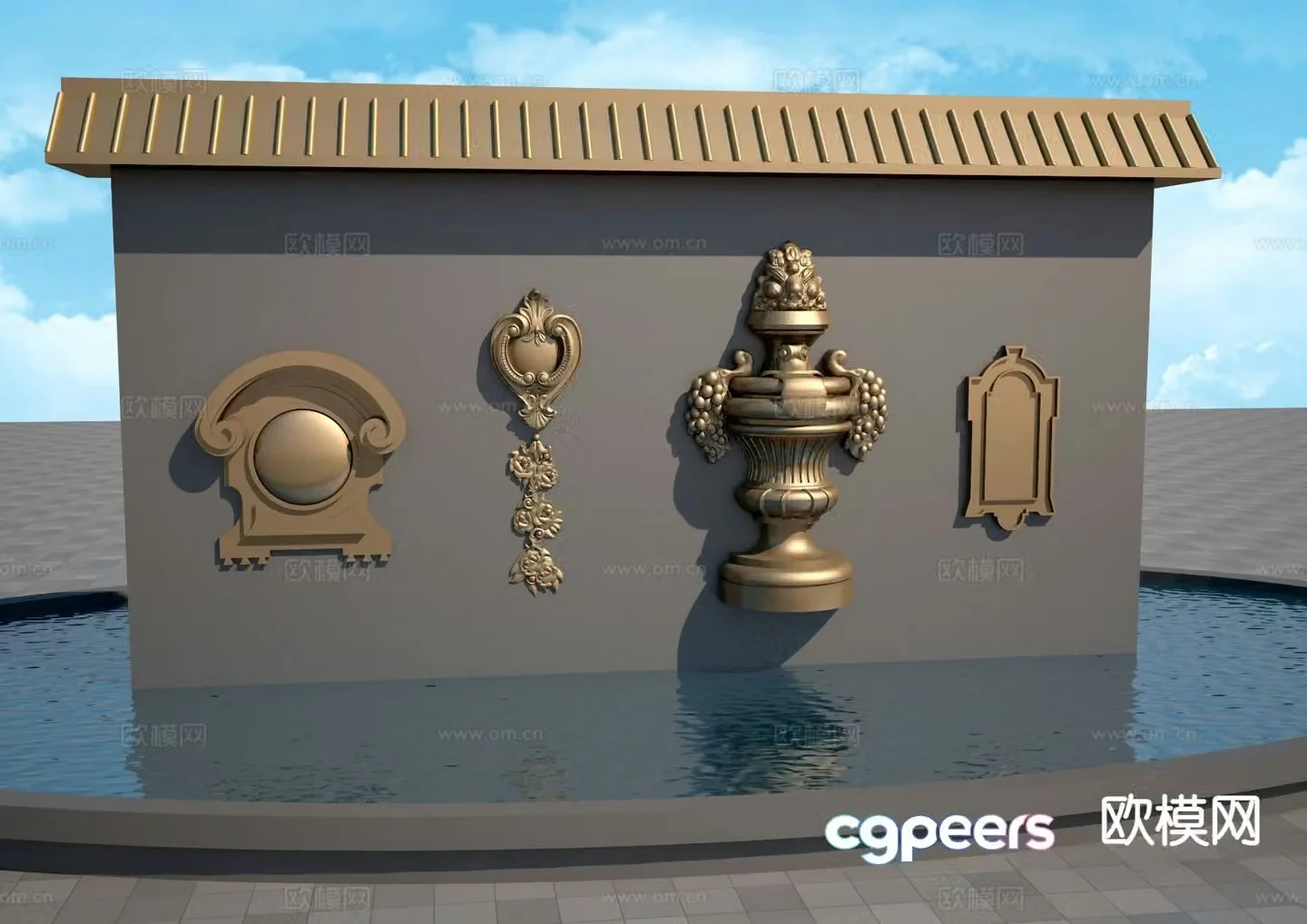 European relief sculpture landscape 3d model